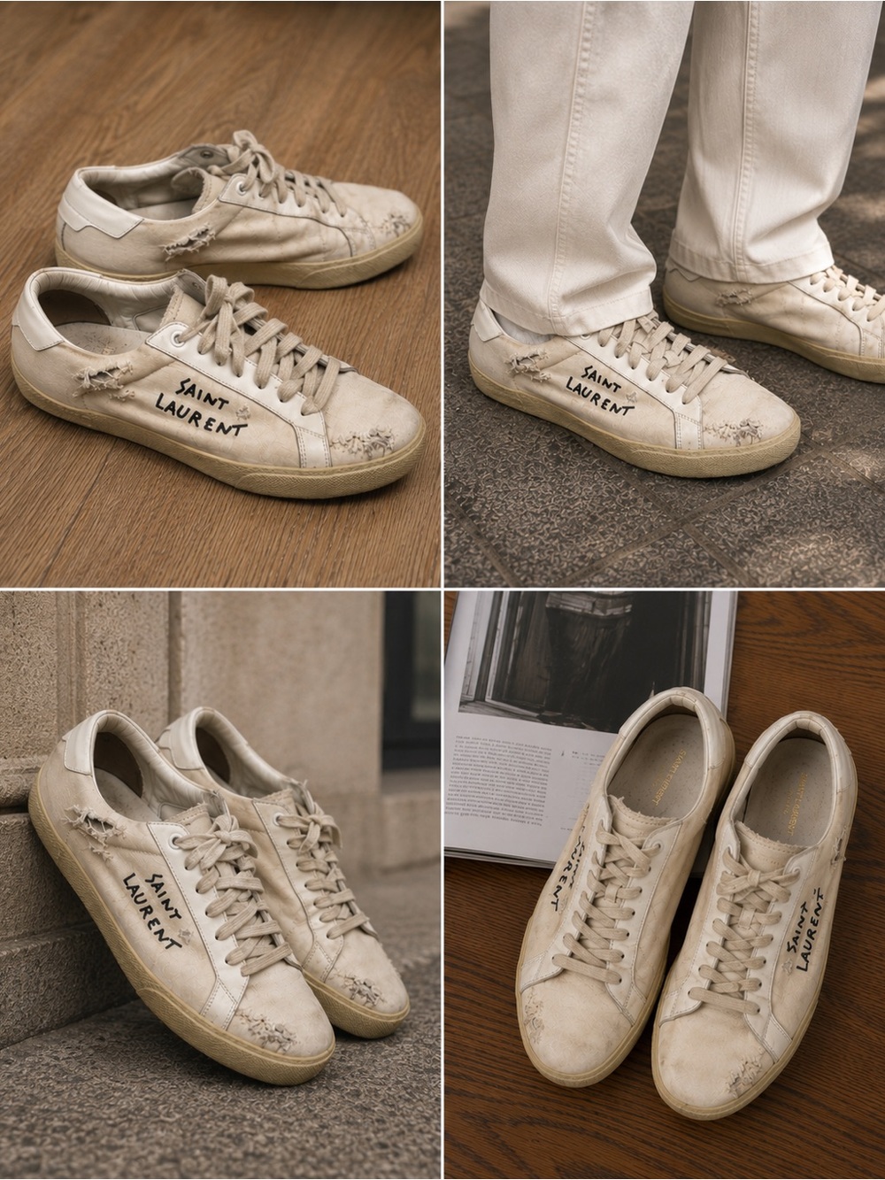 Saint Laurent Cream Sneakers